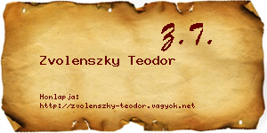 Zvolenszky Teodor névjegykártya